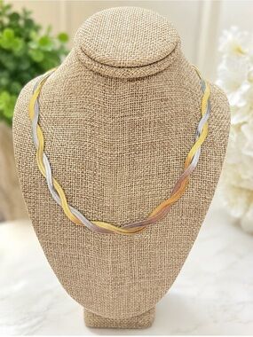 Tri-Tone Twist Chain Necklace - Gold, Silver & Rose steel 316L